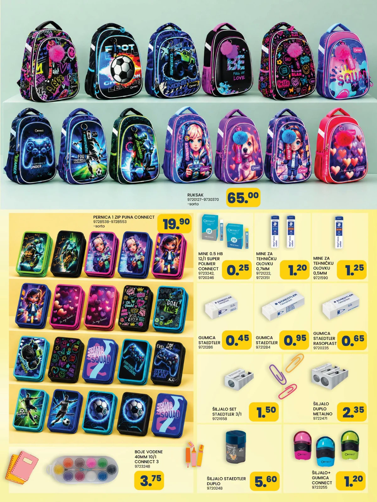 FIS Back to School katalog – Connect ruksaci, pune pernice, Staedtler pribor i vodene boje