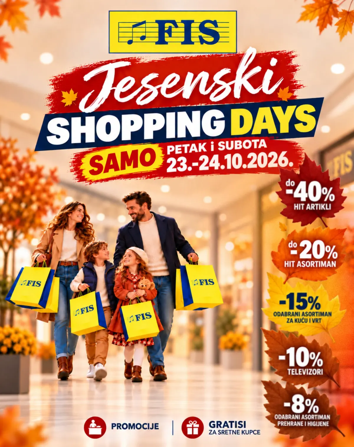 FIS Jesenski Shopping Days 23. i 24.10.2026. – naslovnica kataloga s popustima do 40% na odabrane artikle