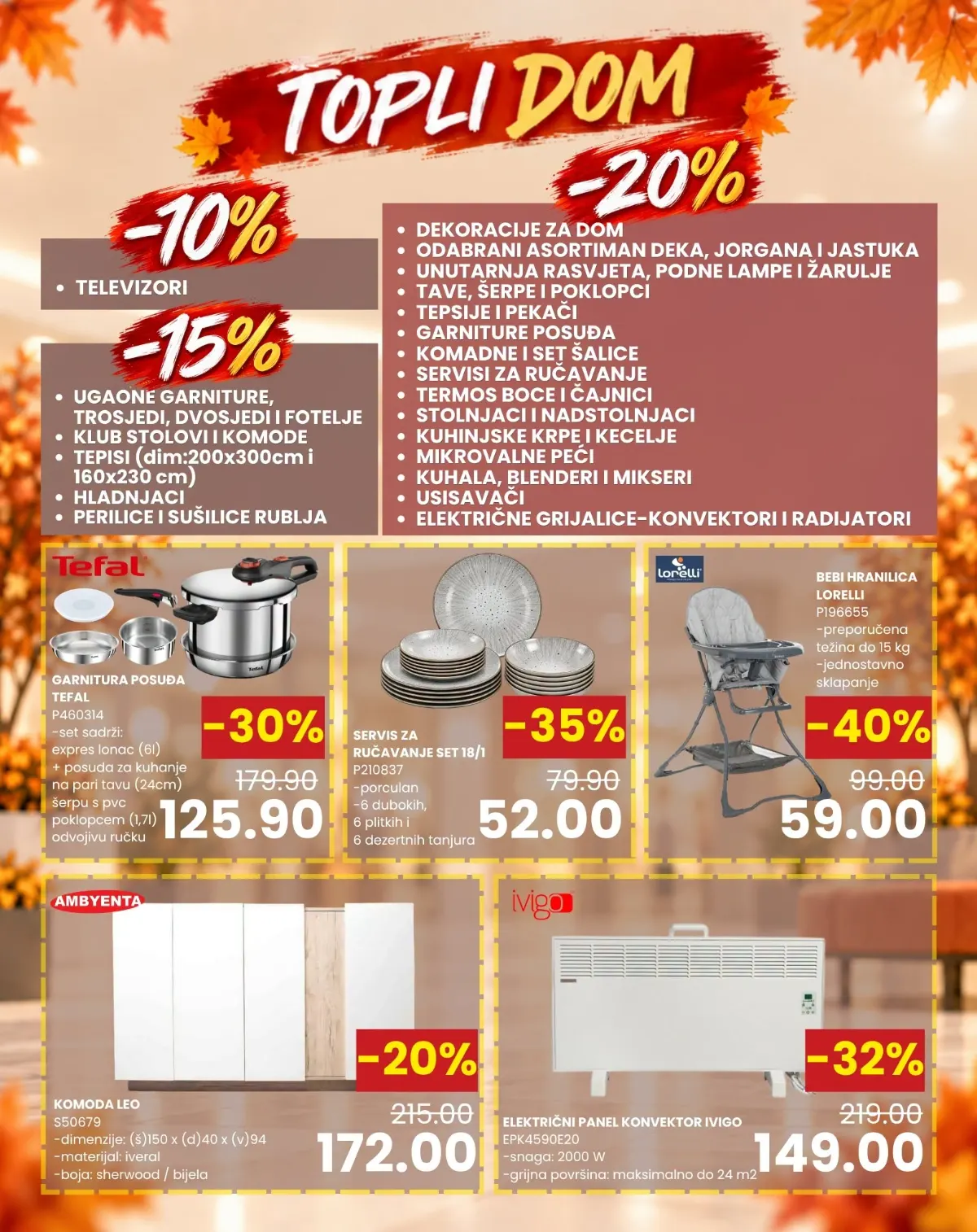 FIS Jesenski Shopping Days 23–24.10.2026. – Tefal posuđe 125,90 KM, Lorelli hranilica 59,00 KM i Ivigo konvektor 149,00 KM