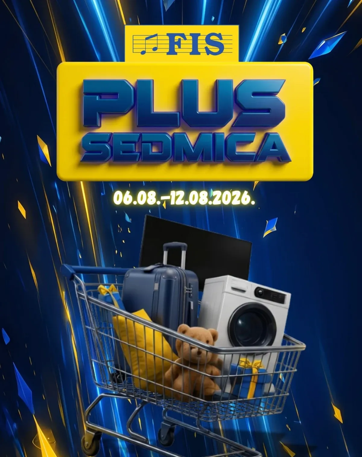 FIS PLUS Sedmica do 12.08.2026. – popusti do 45% na tehniku, kućanske aparate, alat, odjeću, obuću i proizvode za dom.