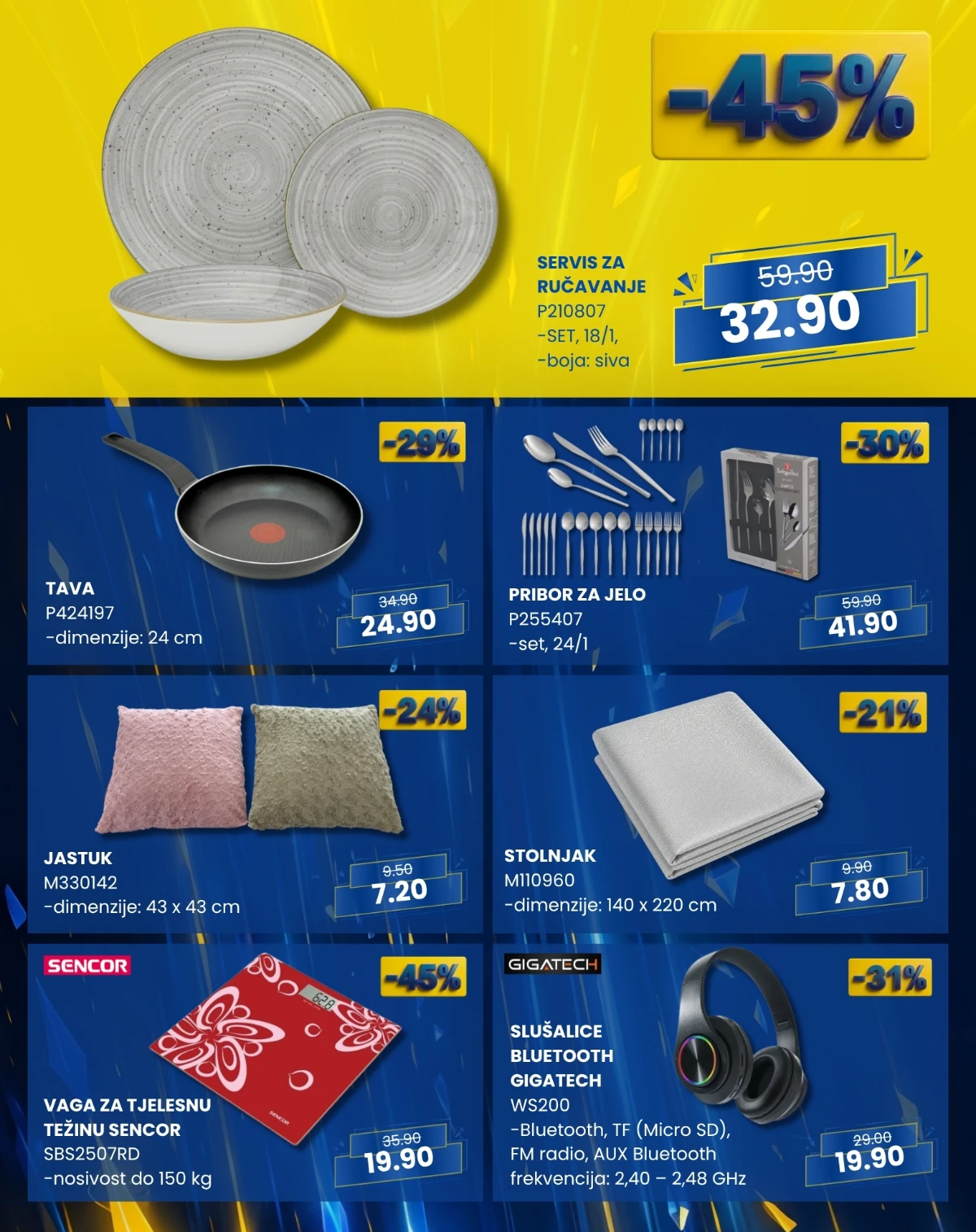 FIS PLUS sedmica – posuđe, kuhinjski pribor, jastuci, stolnjaci i kućanski aparati na akciji