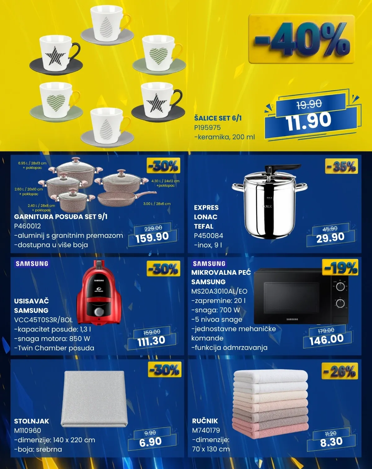FIS PLUS sedmica – šalice, posuđe, ekspres lonac, Samsung usisivač i mikrovalna peć na sniženju