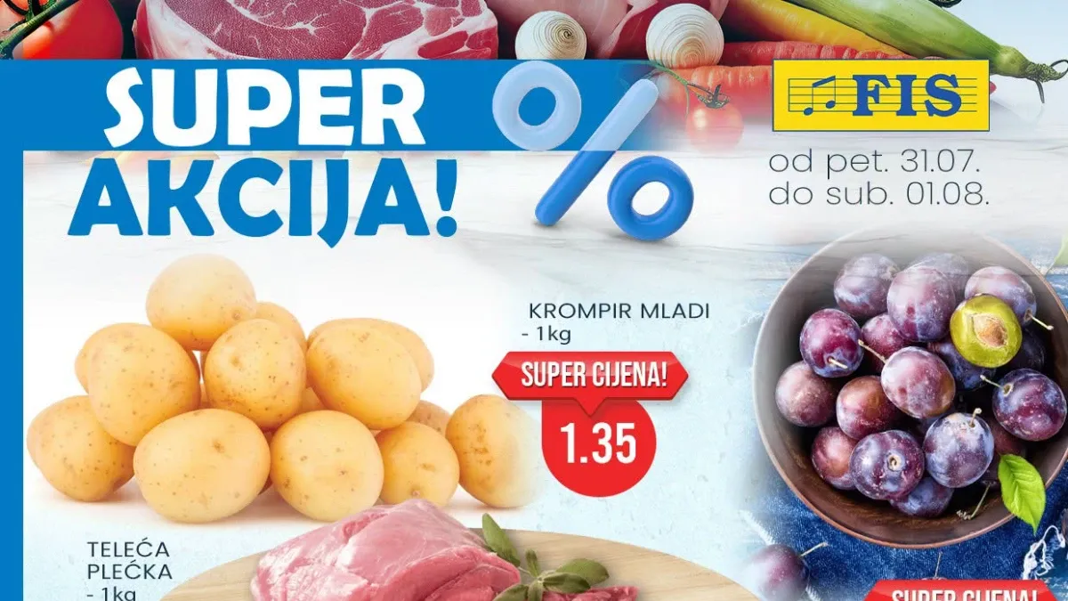 FIS Super akcija do 01.08.2026. – vikend popusti na prehranu, piće, kućne potrepštine, deterdžente i kozmetiku