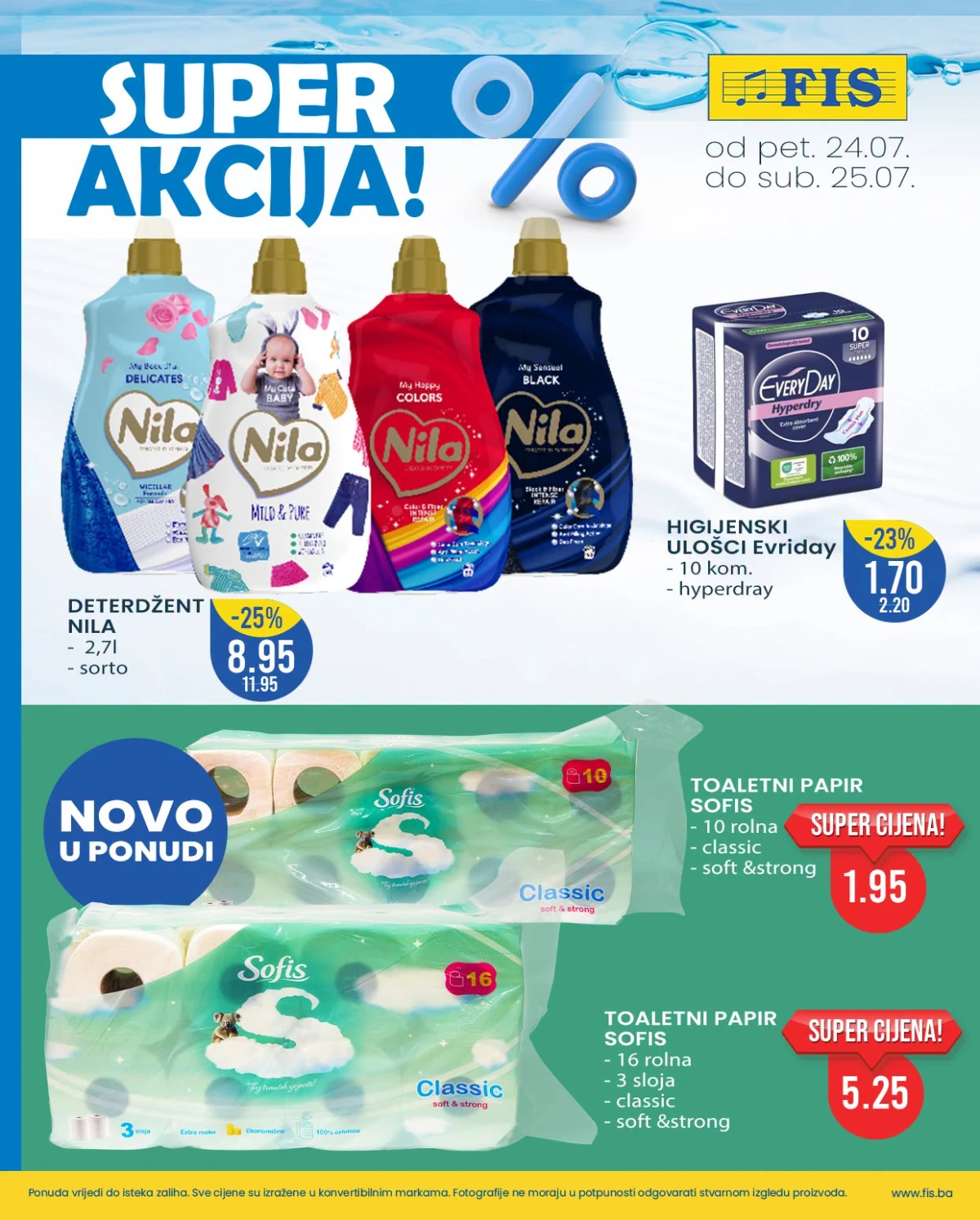 FIS SUPER AKCIJA – deterdženti, toaletni papir i higijenski proizvodi po akcijskim cijenama do 25.07.2026.