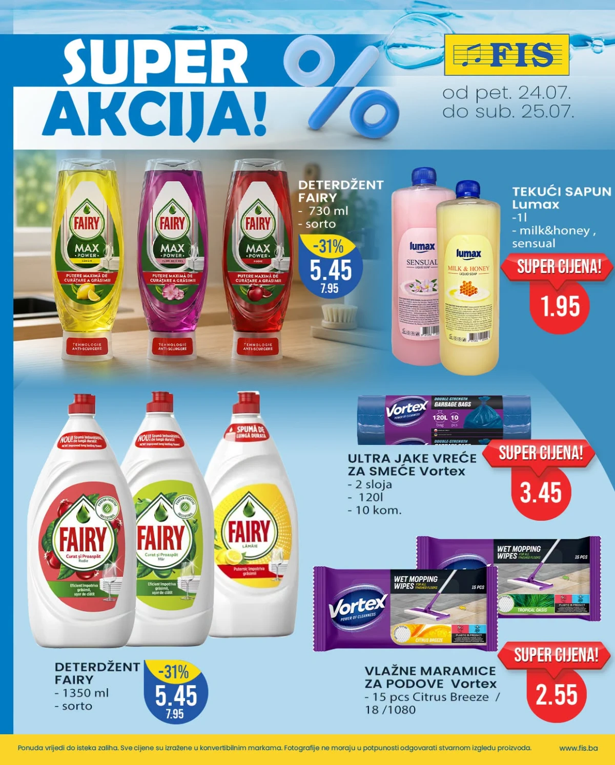 FIS SUPER AKCIJA – Fairy deterdženti, Lumax sapuni i sredstva za čišćenje po sniženim cijenama do 25.07.2026.