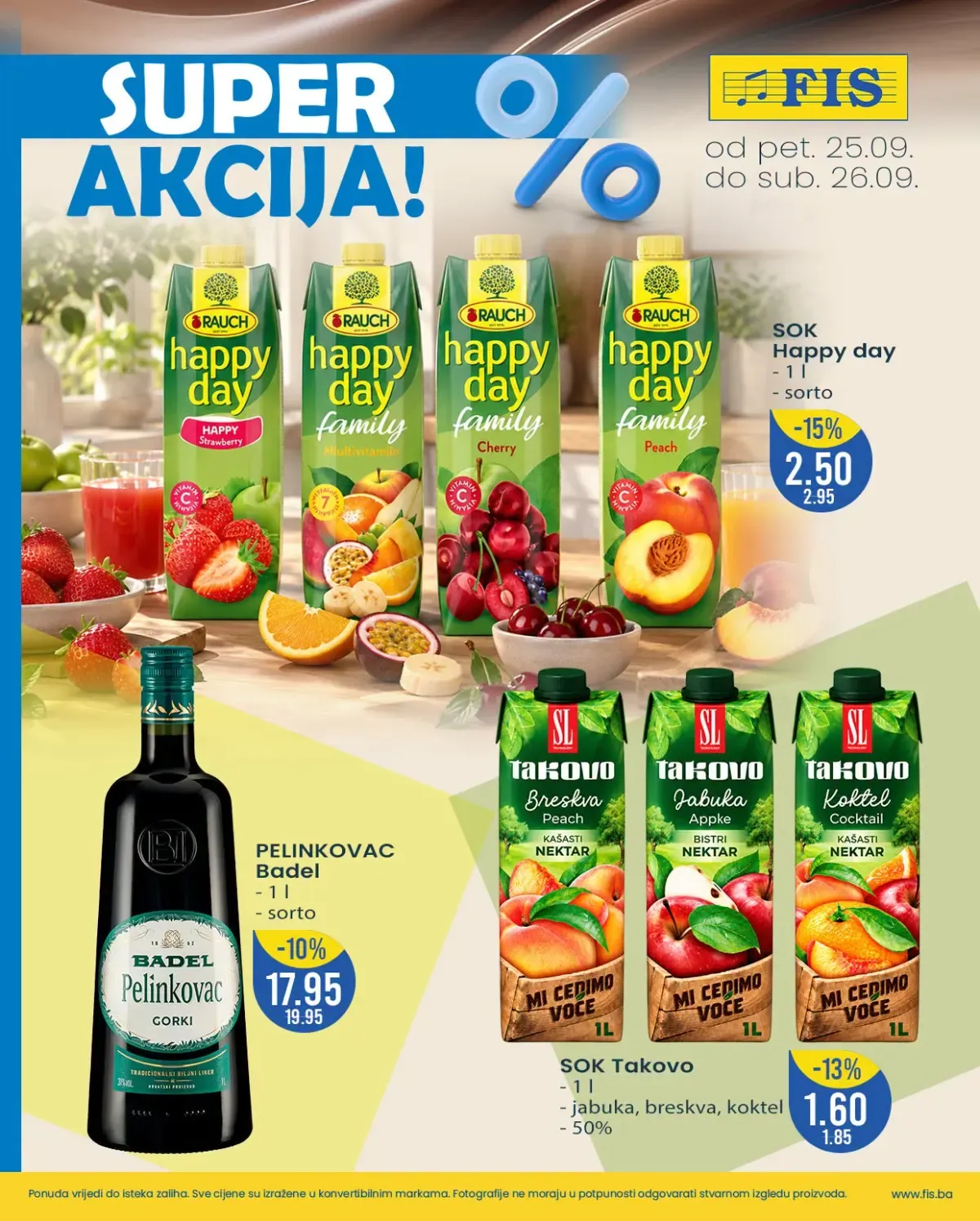 FIS SUPER AKCIJA 25. i 26.09.2026. – Happy Day i Takovo sokovi po akcijskim cijenama