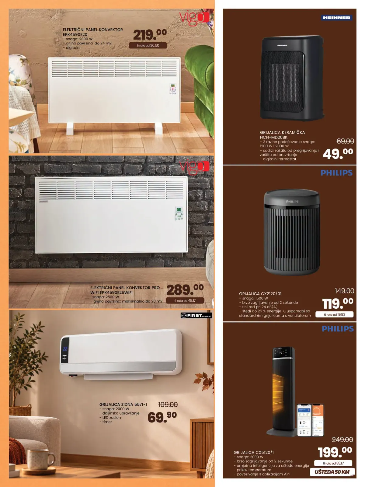 FIS katalog, stranica 9 – Vigo konvektori i grijalice Heinner, Philips i First