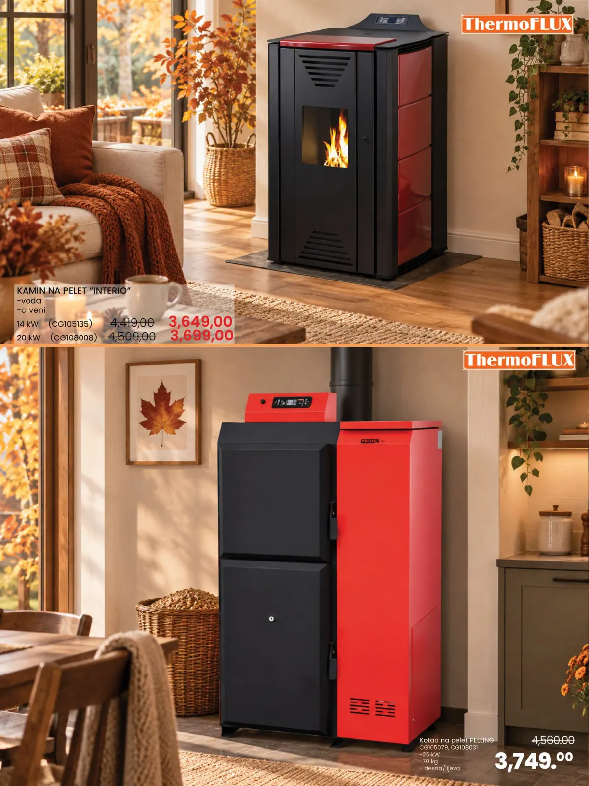 FIS katalog, stranica 12 – ThermoFLUX kamini na pelet Interio i kotao na pelet Pelling