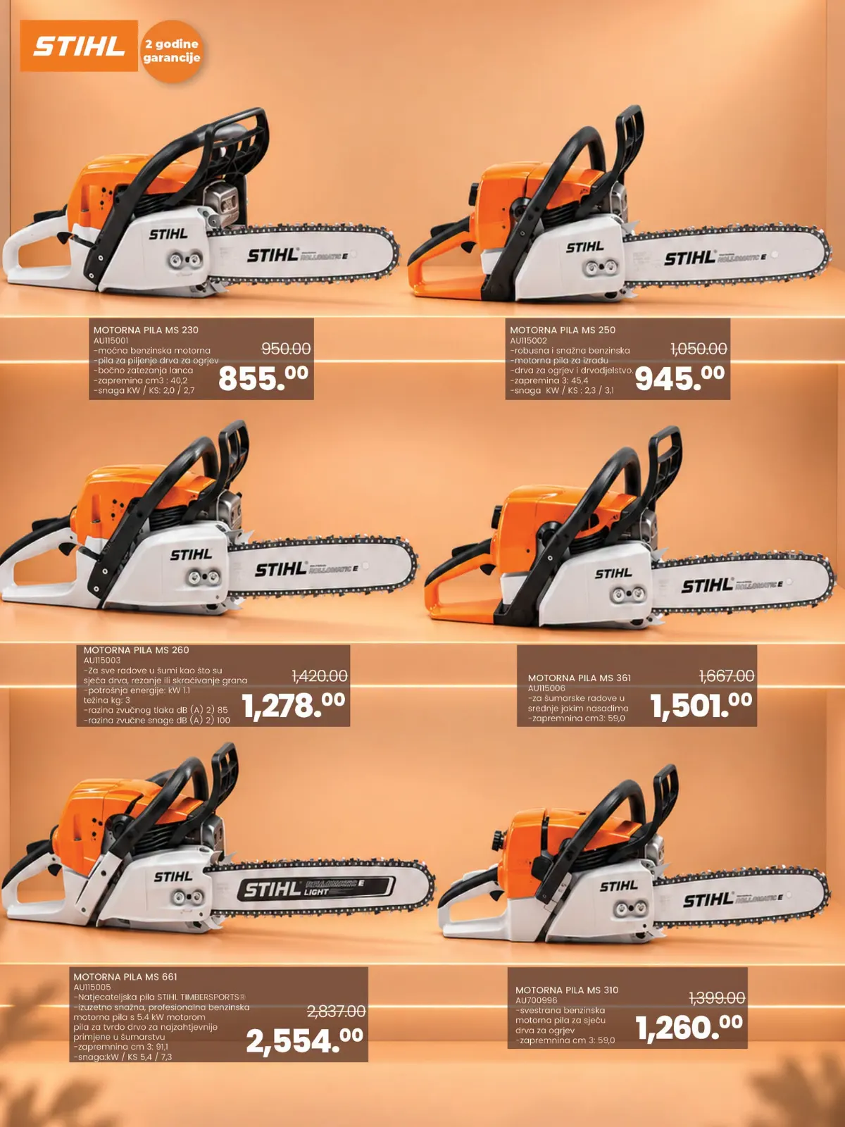 FIS katalog, stranica 16 – STIHL motorne pile MS 230, MS 250, MS 260, MS 361, MS 661 i MS 310