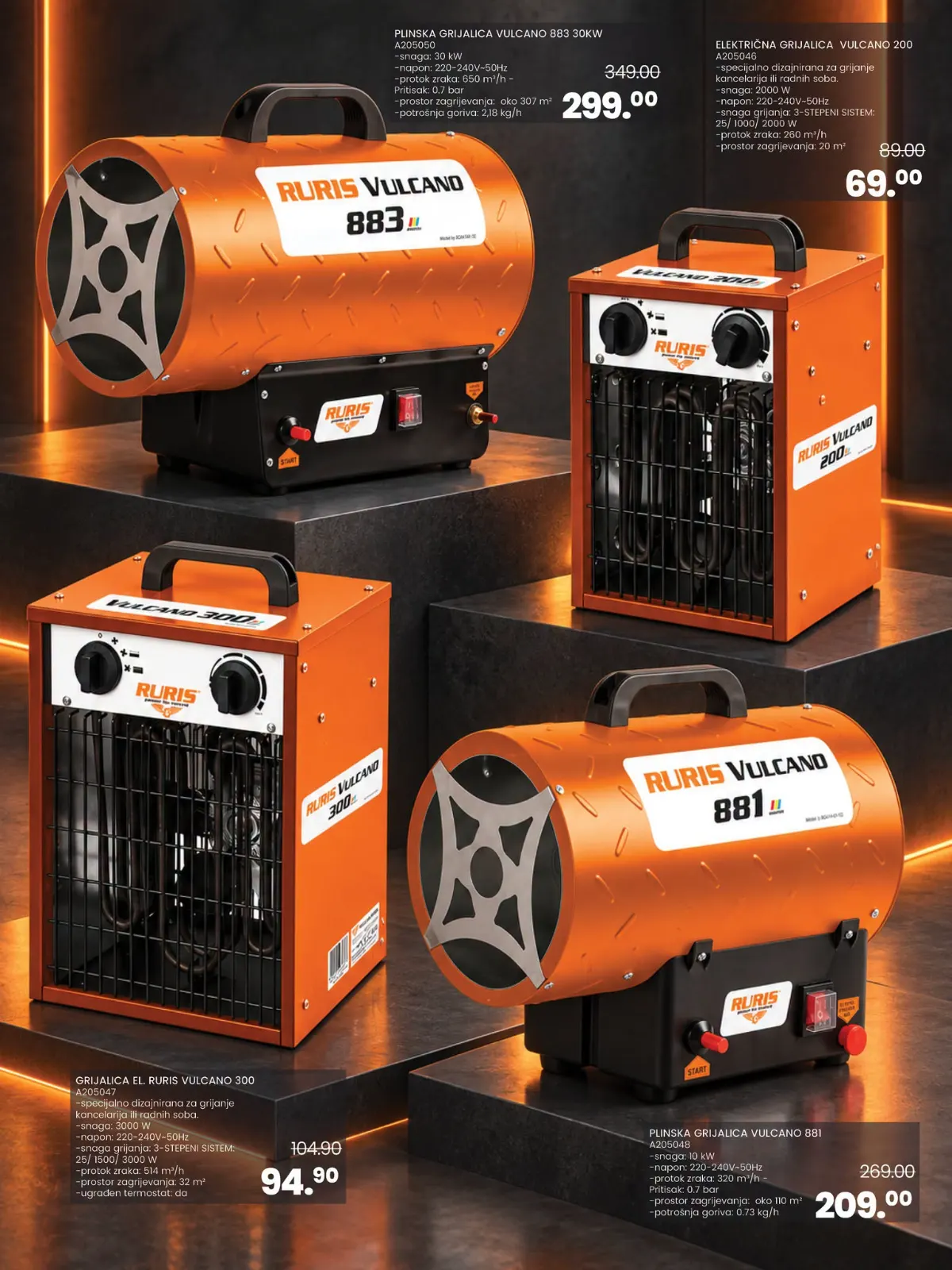 FIS katalog, stranica 20 – Ruris Vulcano plinske i električne grijalice