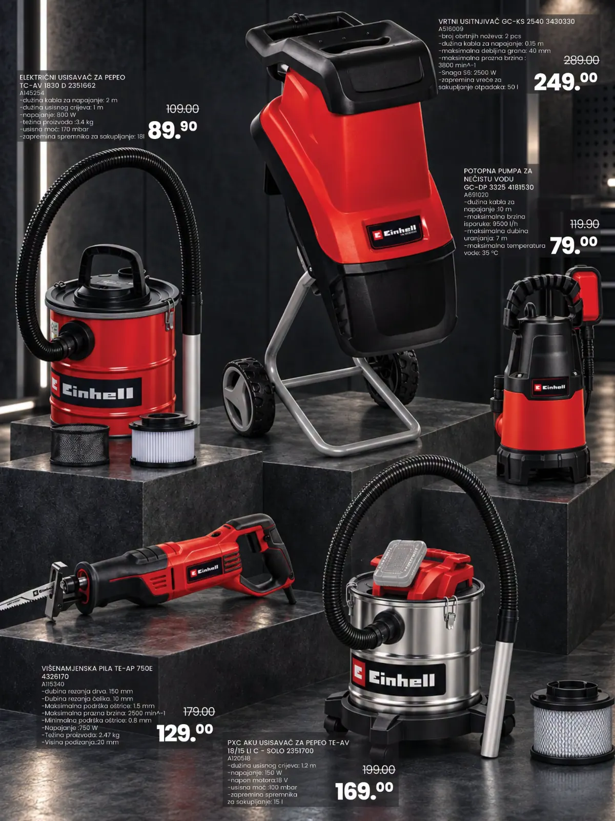 FIS katalog, stranica 23 – Einhell usisivači za pepeo, vrtni usitnjivač, potopna pumpa i višenamjenska pila