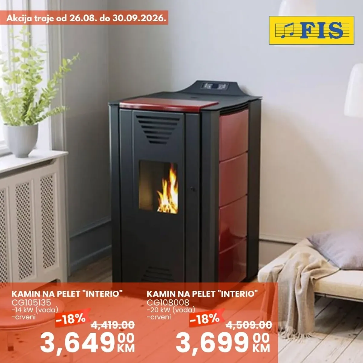 FIS ThermoFLUX akcija – Interio kamini na pelet od 14 i 20 kW sniženi 18%