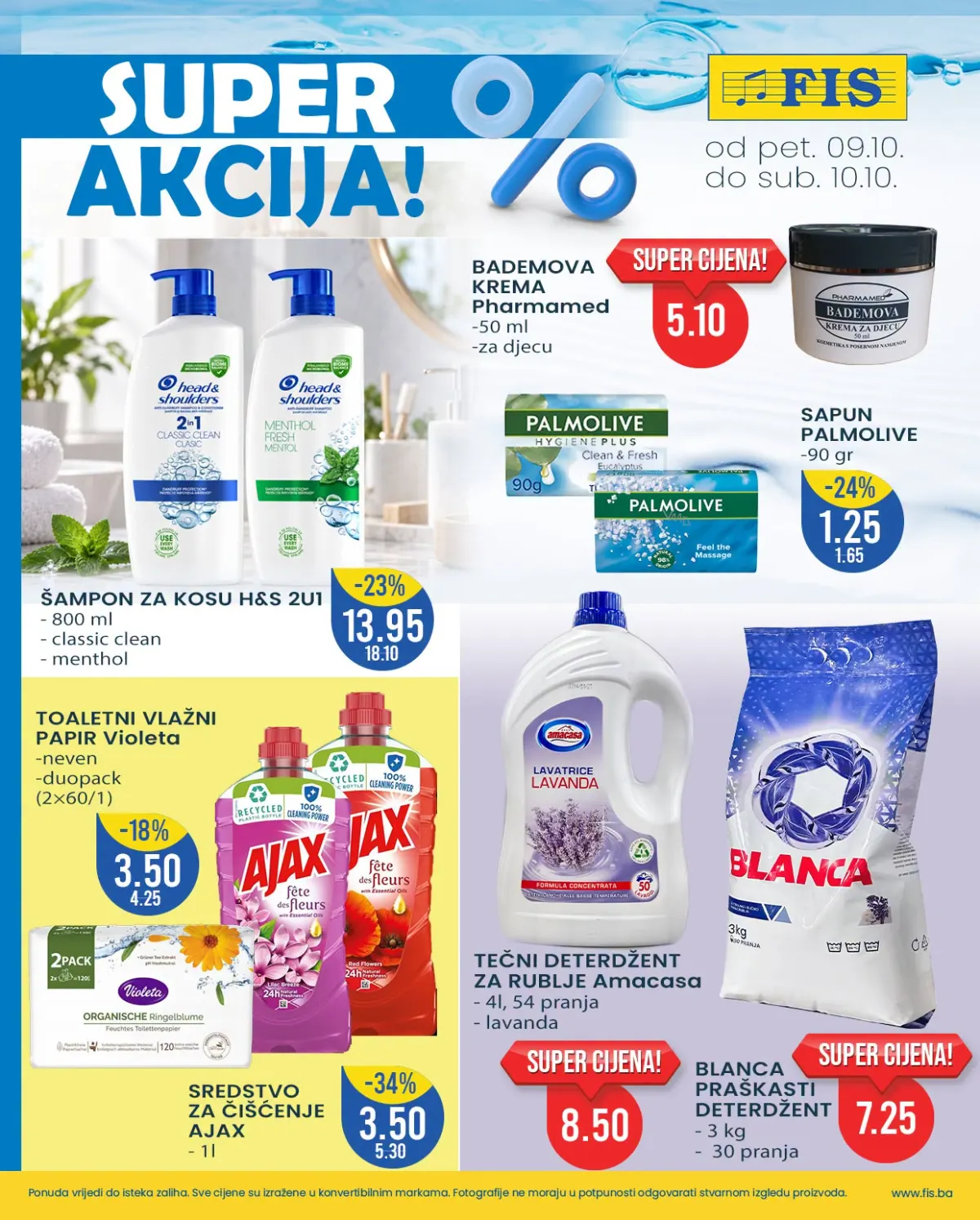 FIS vikend akcija 9–10.10.2026. – Head & Shoulders šampon, Pharmamed krema, Palmolive sapun, Ajax i deterdženti za rublje