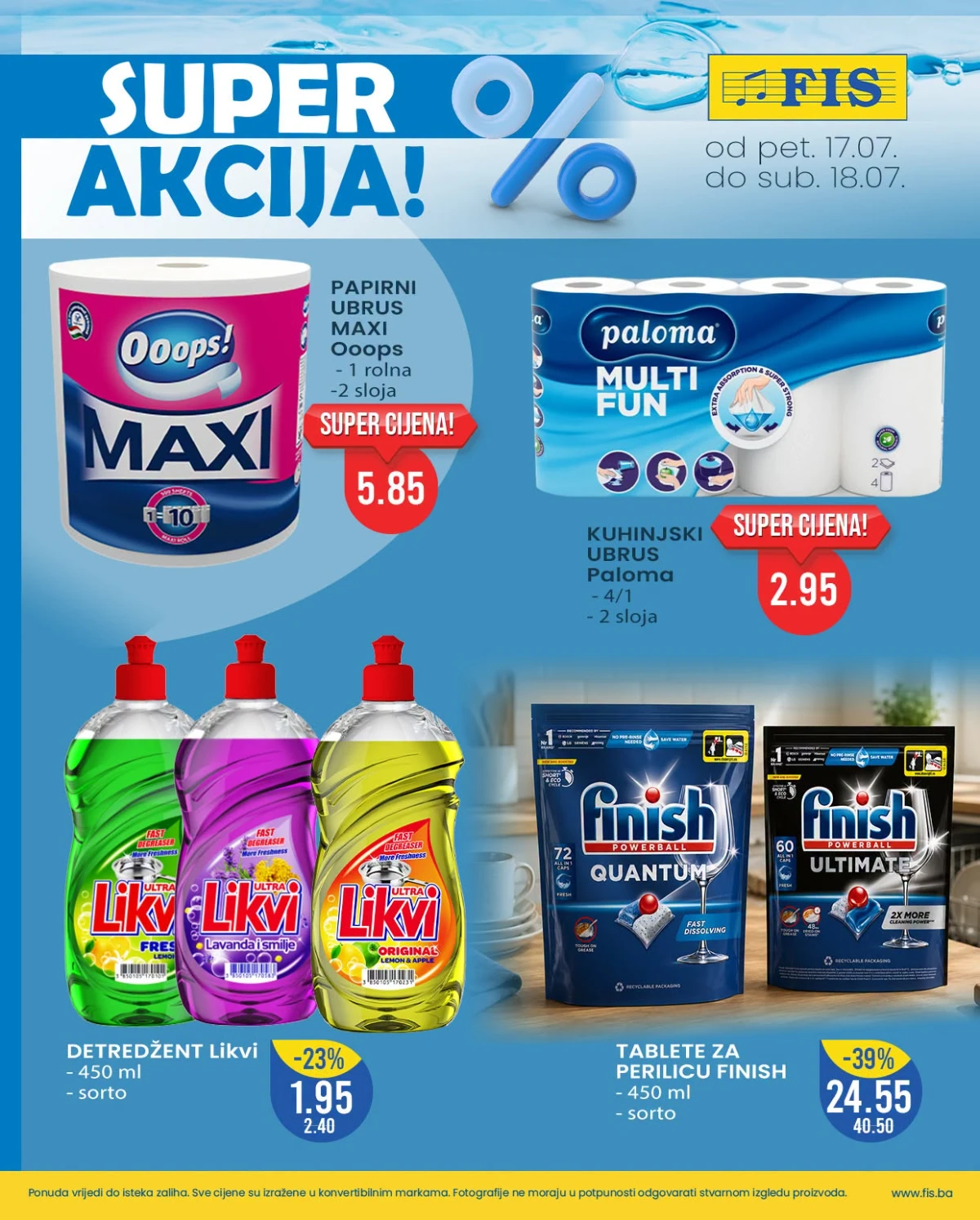 FIS vikend akcija 17.07. do 18.07.2026. – proizvodi za domaćinstvo, posuđe i praktične potrepštine po super cijenama