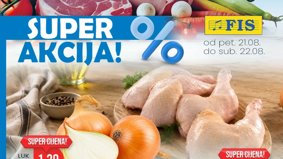 FIS vikend akcija 21. i 22.08.2026. – popusti do 60% na prehranu, piće, kućne potrepštine i sredstva za čišćenje
