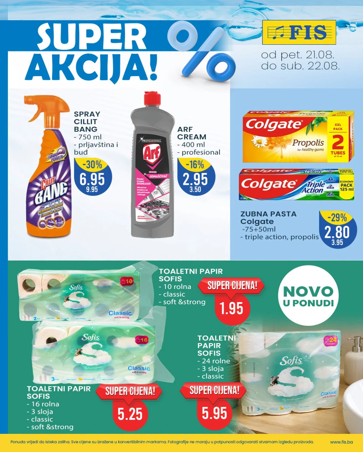 FIS vikend akcija do 22.08.2026. – Cillit Bang, Arf, Colgate i Sofis toaletni papir