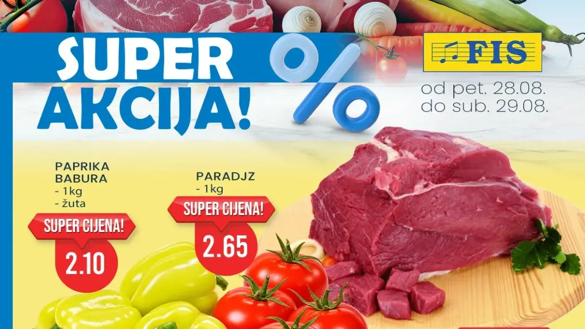 FIS vikend akcija od 28.08. do 29.08.2026. donosi prehrambene proizvode, piće i kućne potrepštine uz sniženja do 27%