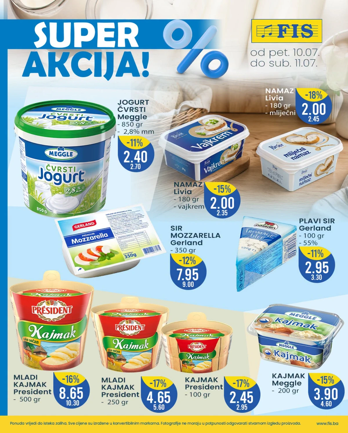 FIS vikend akcija – jogurt, mozzarella, kajmak i mliječni namazi na akciji