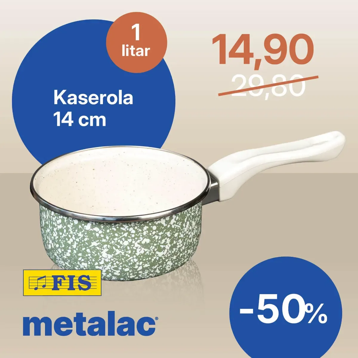FIS Metalac Olivia kaserola 14 cm zapremine 1 litar za 14,90 KM