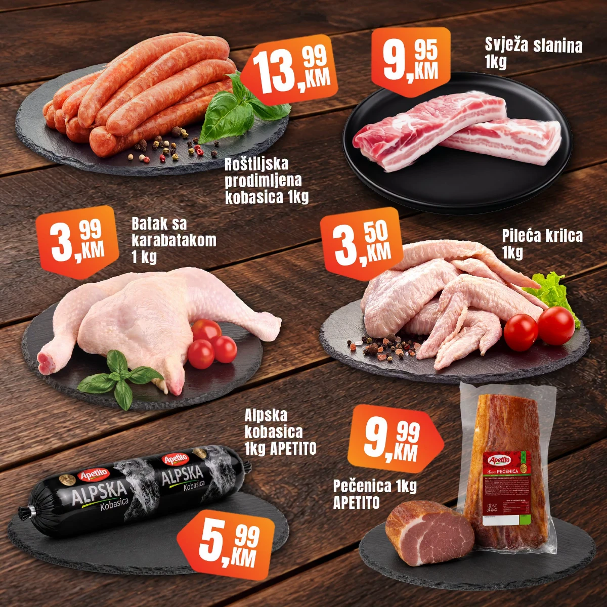 Fortuna Market vikend akcija – roštiljska kobasica, svježa slanina, batak sa karabatakom, pileća krilca, pečenica i Alpska kobasica na akciji
