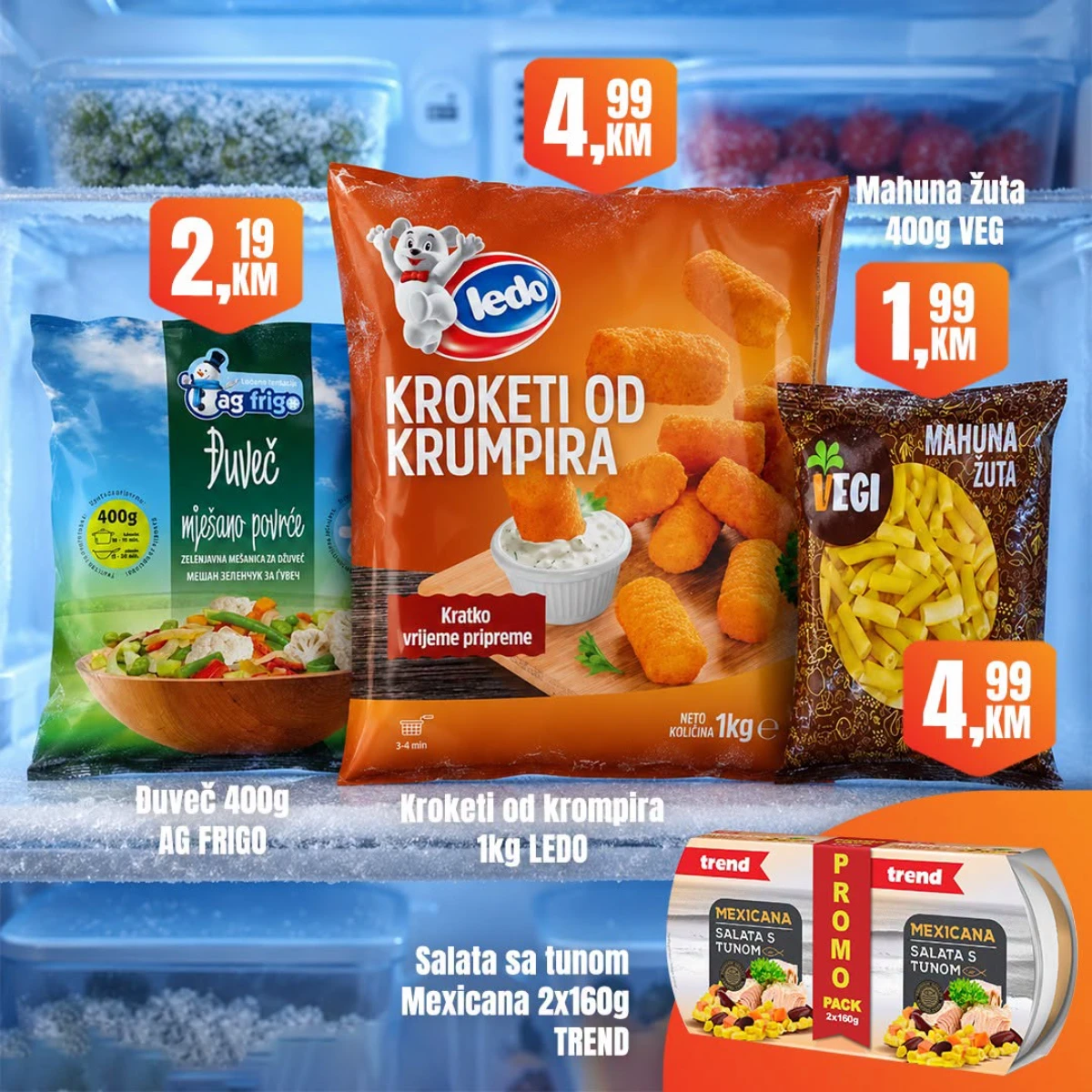 Fortuna Market vikend akcija – kroketi od krompira, đuveč, mahune i salata sa tunom po sniženim cijenama