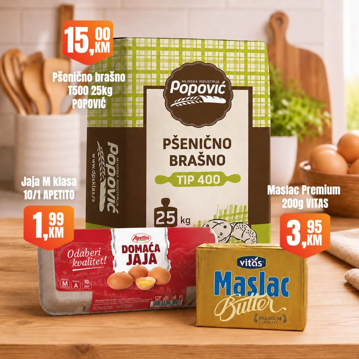 Fortuna Market vikend akcija – Popović brašno, Apetito jaja i Vitas maslac po odličnim cijenama