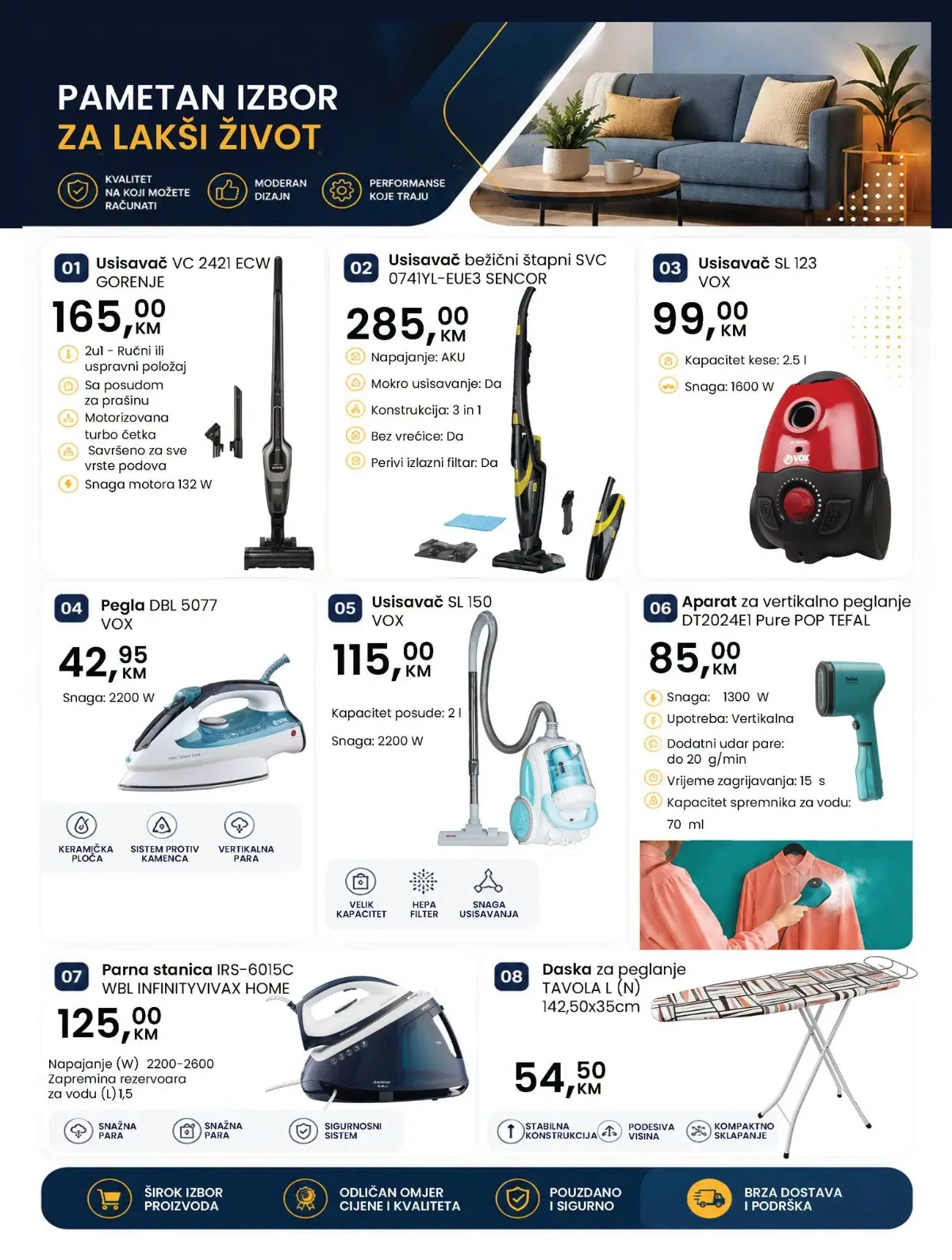 Fortuna HOME katalog avgust 2026 – stranica 4, usisivači, pegle i oprema za peglanje