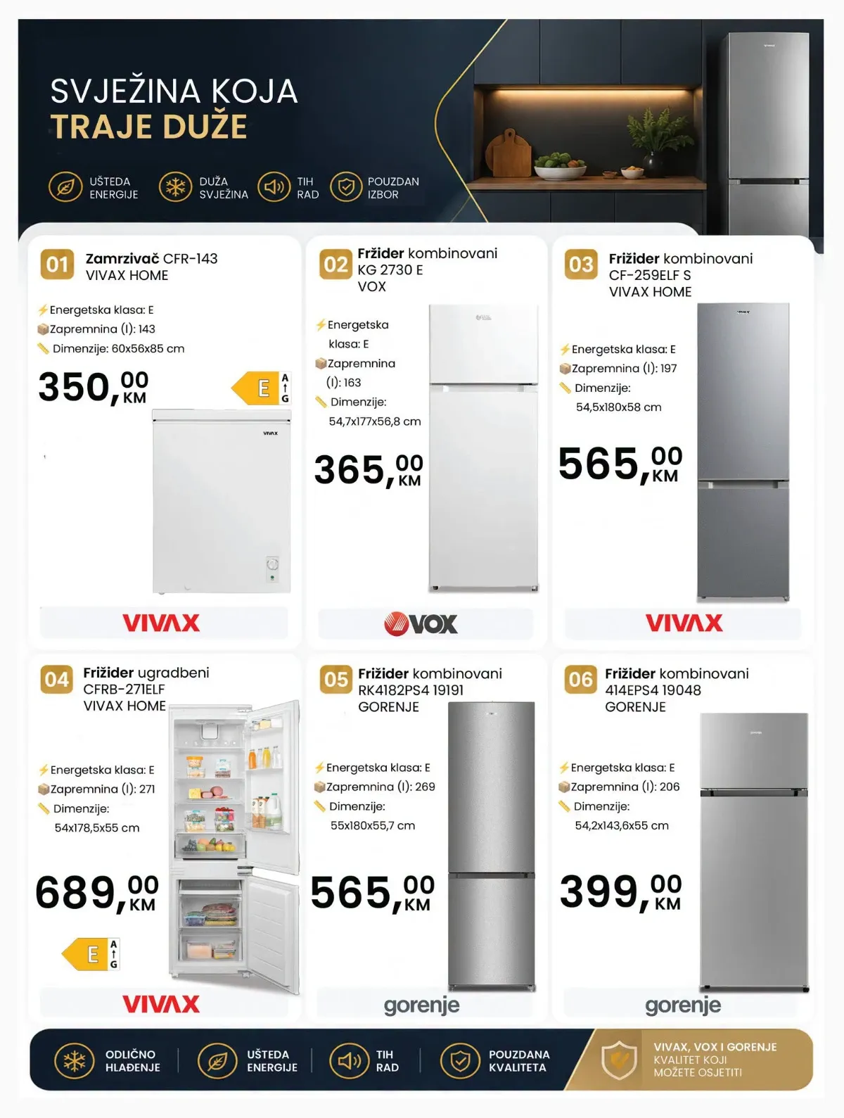 Fortuna HOME katalog avgust 2026 – stranica 5, zamrzivači i kombinovani frižideri