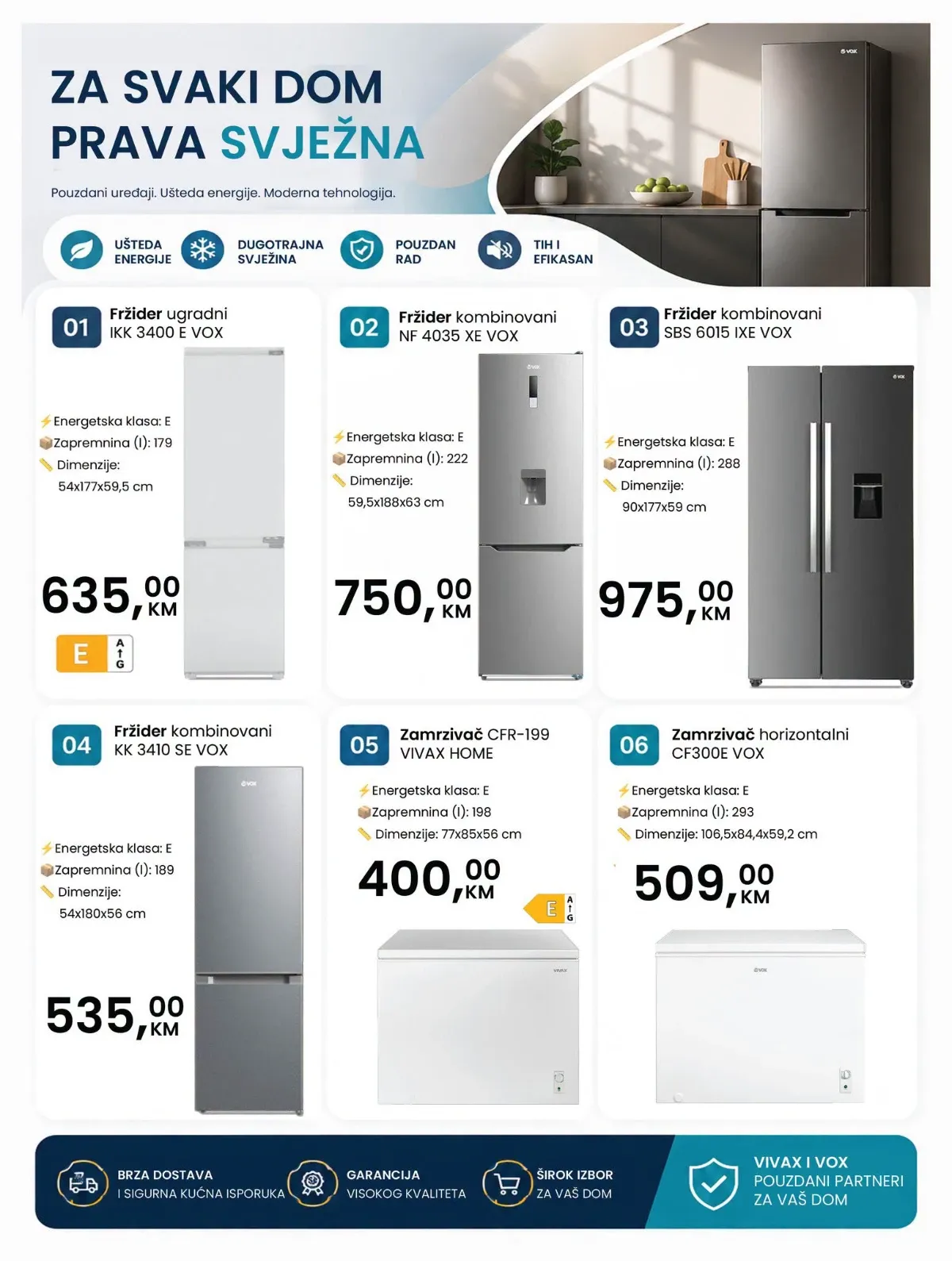 Fortuna HOME katalog avgust 2026 – stranica 6, ugradbeni i kombinovani frižideri i zamrzivači