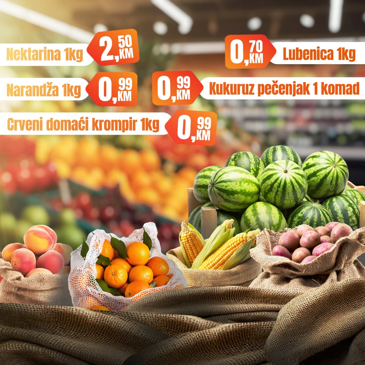 Fortuna Market vikend akcija – lubenica, nektarina, narandža, kukuruz i krompir