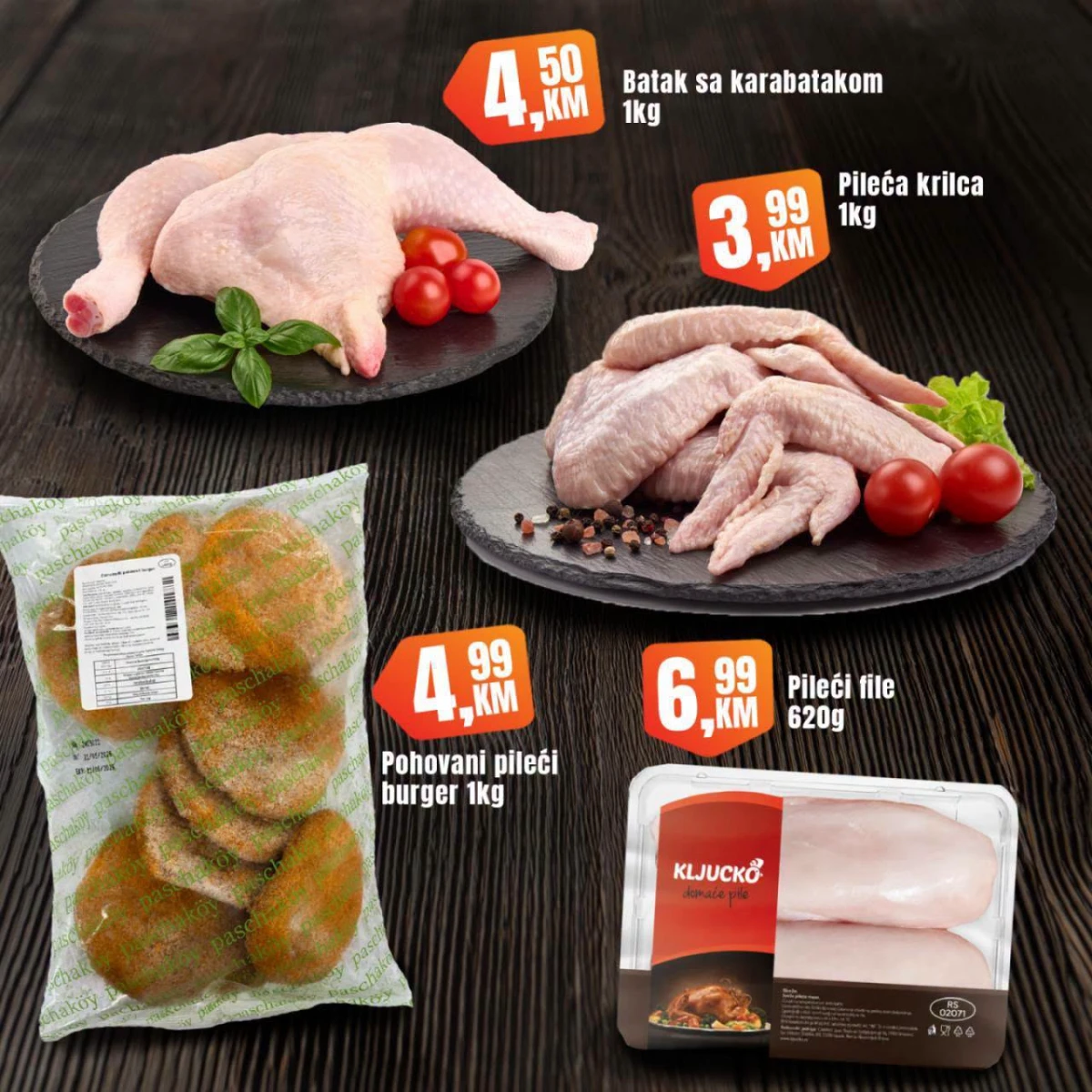 Fortuna Market vikend akcija – pileća krilca, batak sa karabatakom, pileći file i pohovani pileći burger