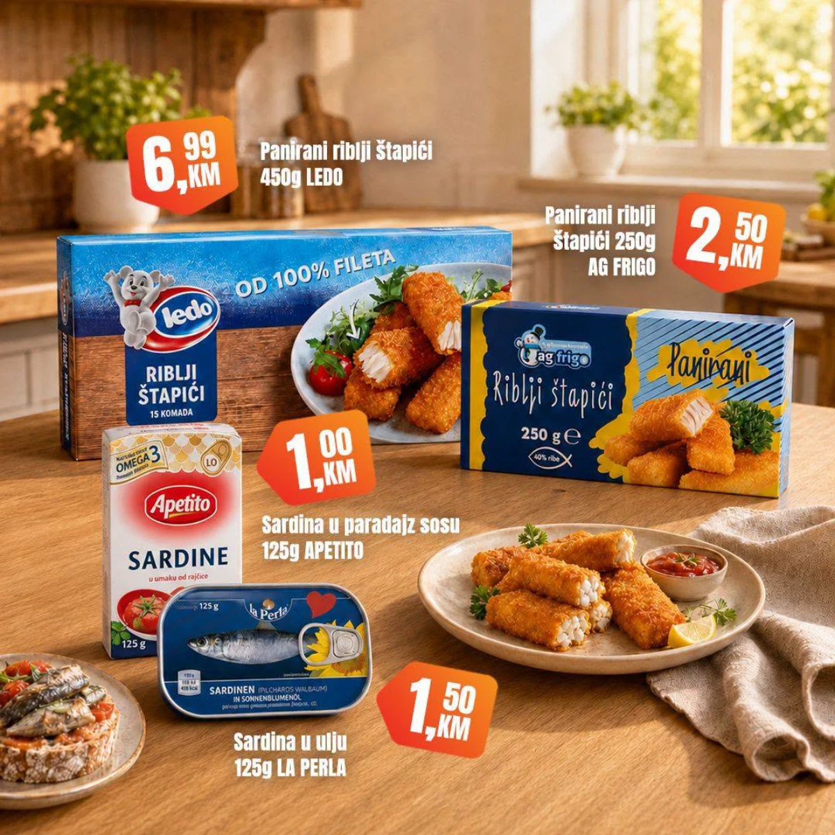 Fortuna Market vikend akcija – Ledo i AG Frigo riblji štapići te sardine Apetito i La Perla