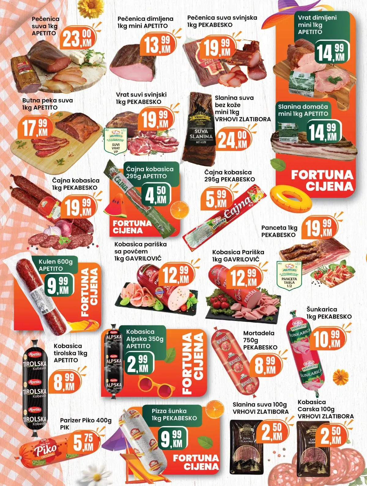 Fortuna Market katalog za avgust 2026. – strana 2, akcijska ponuda suhomesnatih proizvoda