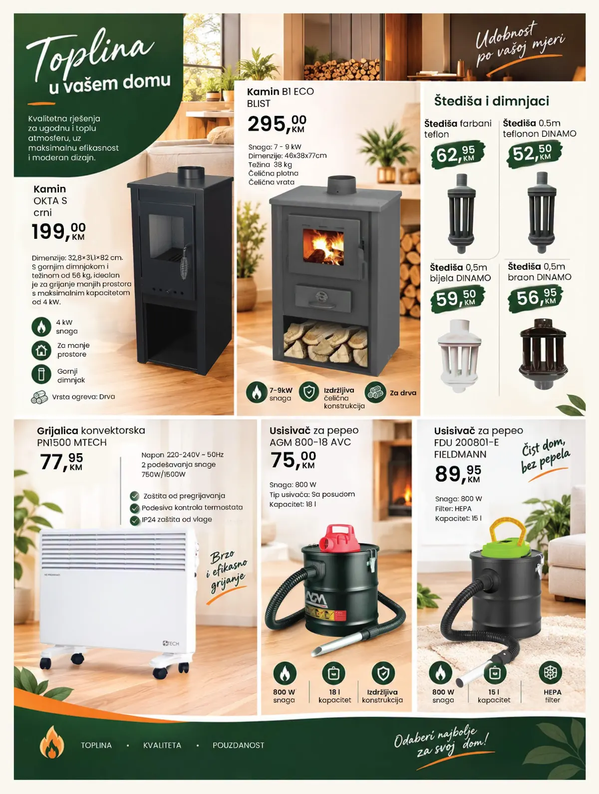 Fortuna HOME katalog – kamini, grijalice, konvektori i usisivači za pepeo