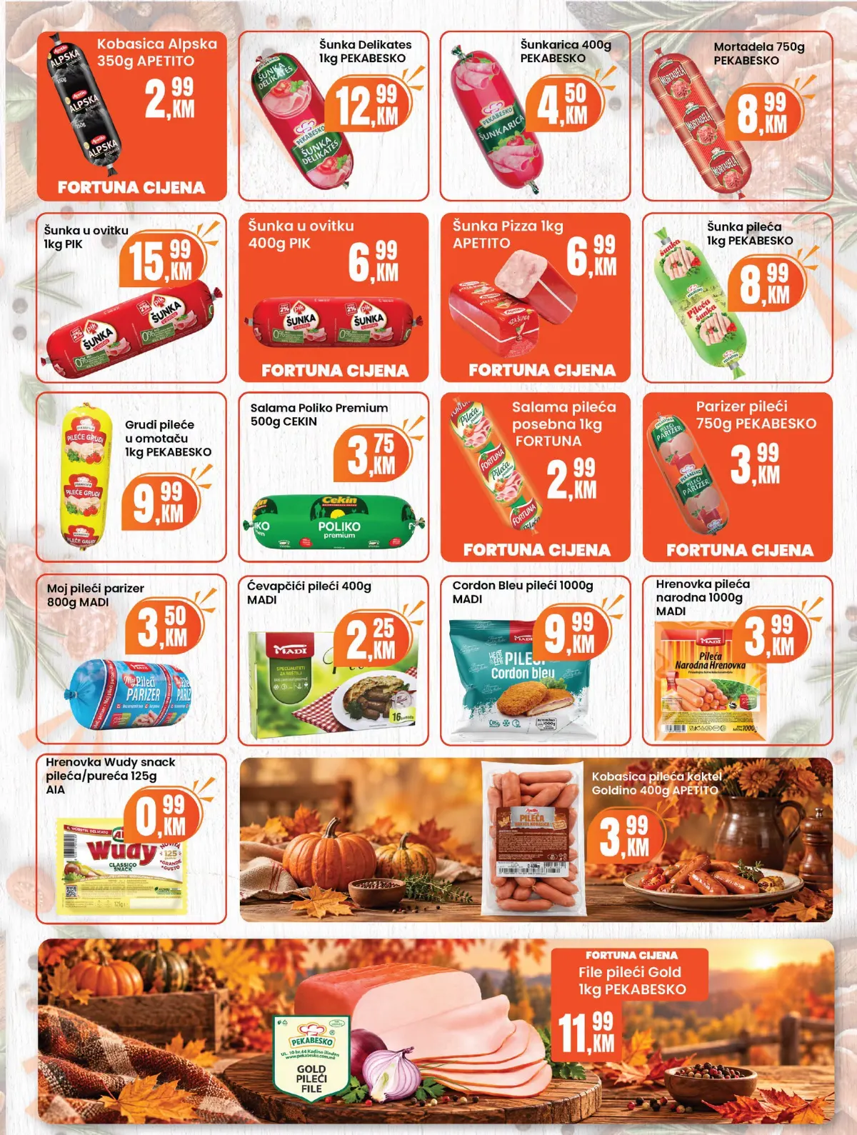 Fortuna Market katalog oktobar 2026. – kobasice, šunke i pileće prerađevine