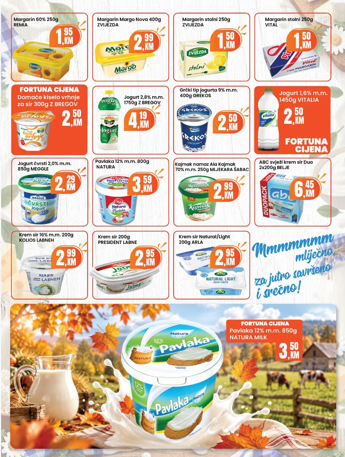 Fortuna Market katalog oktobar 2026. – jogurt, pavlaka, margarin i mliječni proizvodi