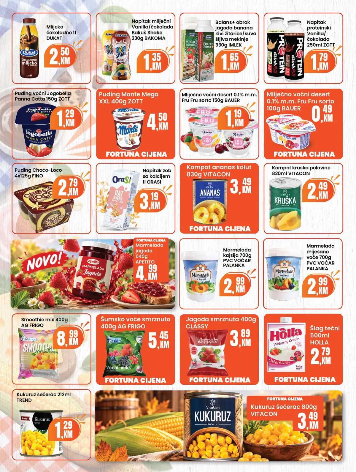 Fortuna Market katalog oktobar 2026. – pudinzi, deserti, voće i smrznuti proizvodi