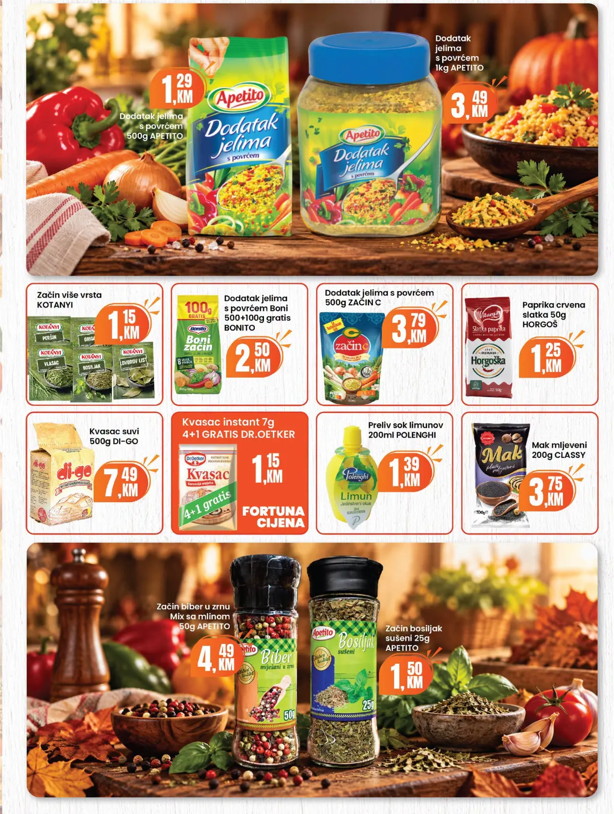 Fortuna Market katalog oktobar 2026. – začini, dodaci jelima i kvasac