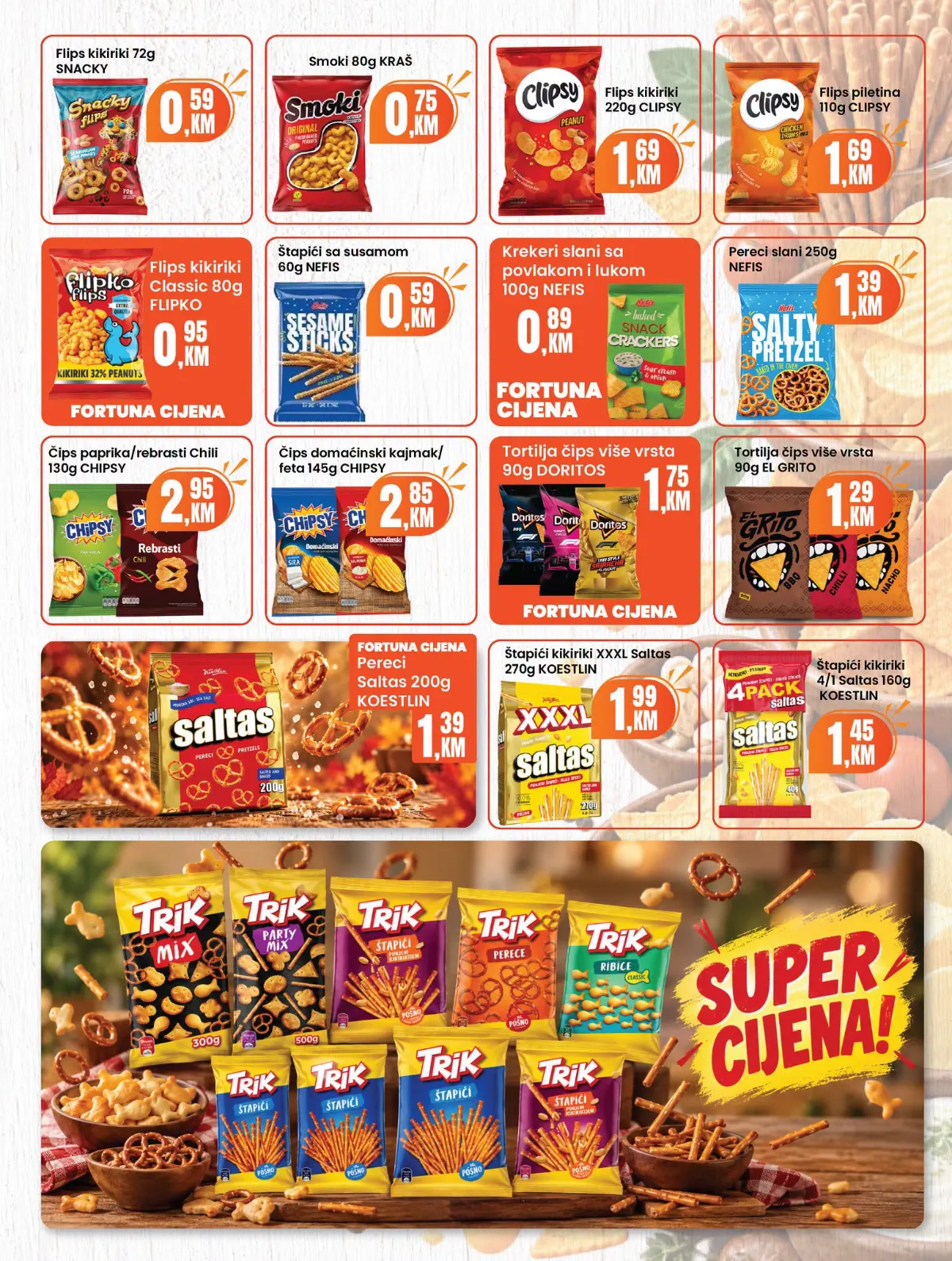 Fortuna Market katalog oktobar 2026. – čips, flips, pereci i grickalice