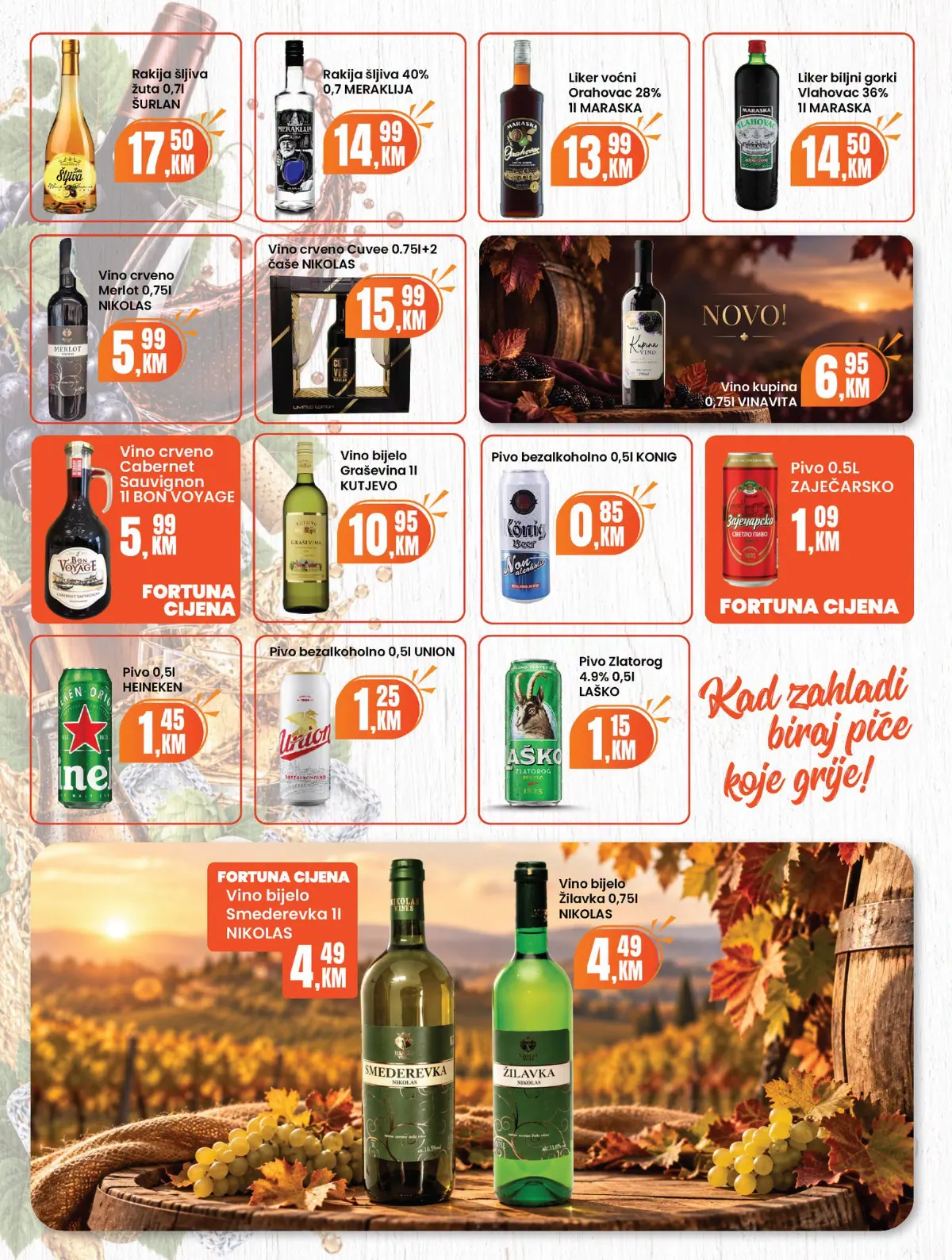 Fortuna Market katalog oktobar 2026. – vino, pivo, rakija i likeri