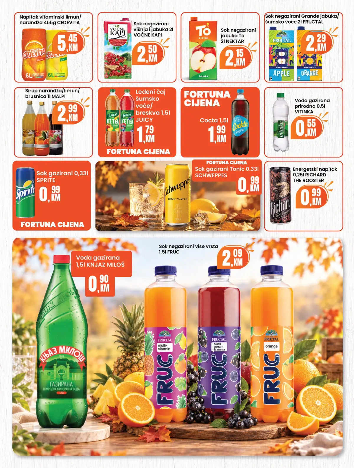 Fortuna Market katalog oktobar 2026. – sokovi, voda i energetska pića