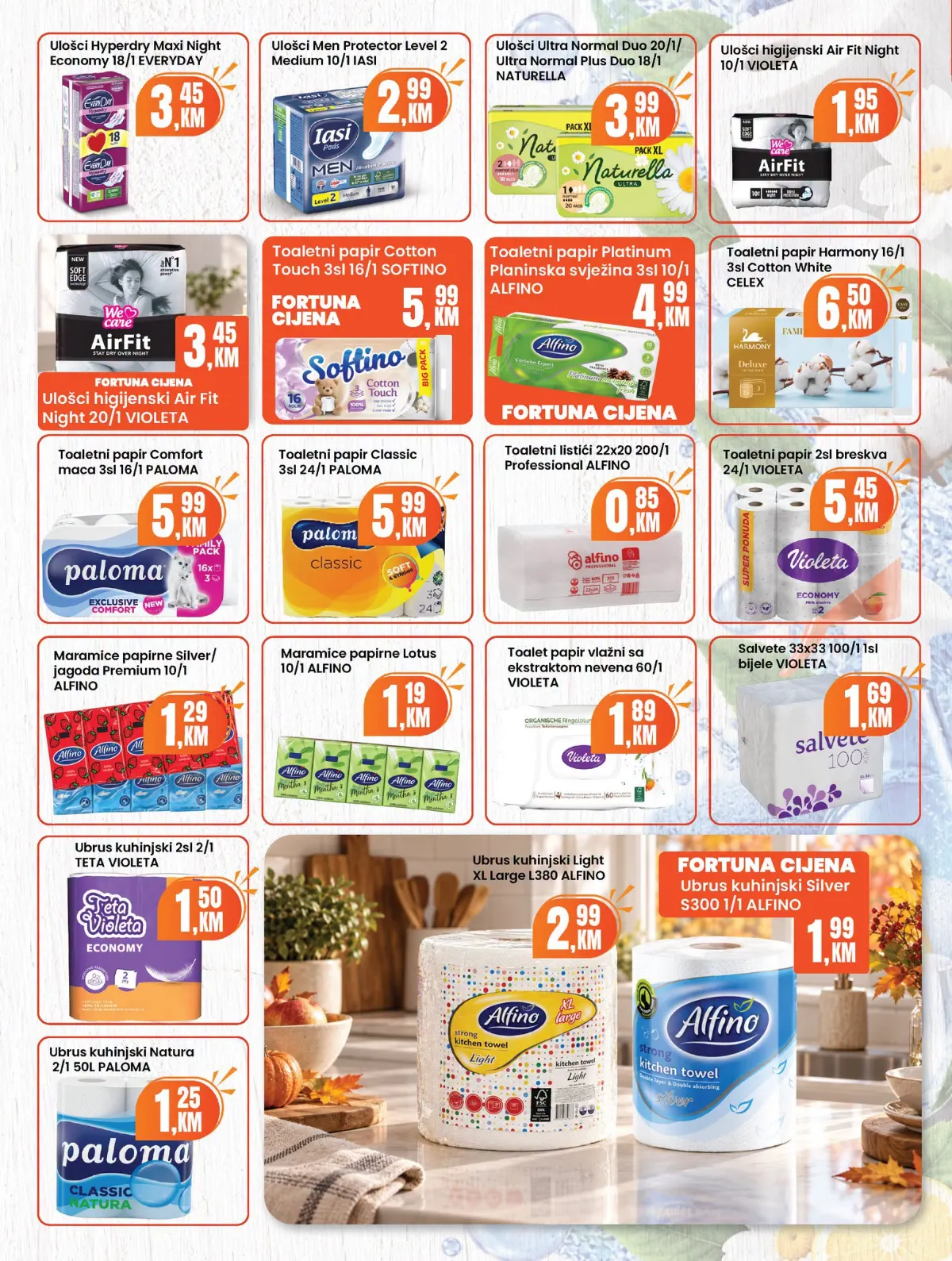 Fortuna Market katalog oktobar 2026. – toaletni papir, ulošci, maramice i ubrusi