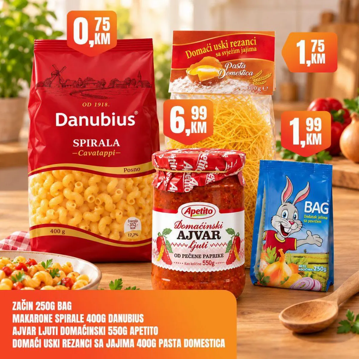 Fortuna Market vikend akcija – Danubius tjestenina, ajvar i prehrambeni proizvodi po akcijskim cijenama