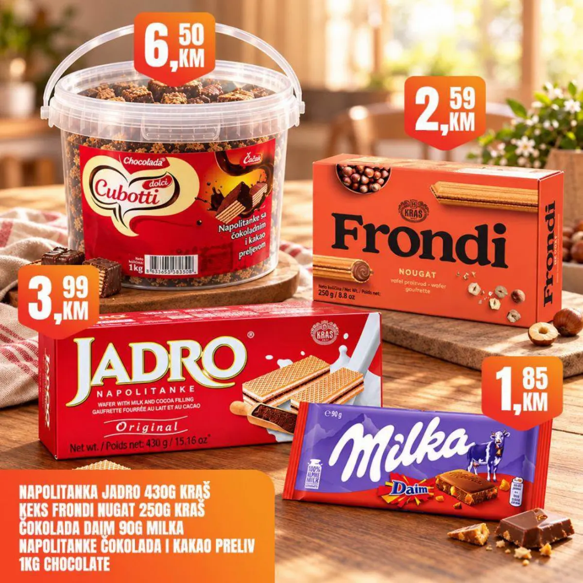 Fortuna Market vikend akcija – Jadro, Frondi, Milka i ostali slatkiši po akcijskim cijenama