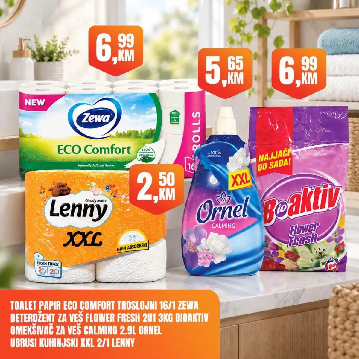 Fortuna Market vikend akcija – Zewa, Lenny, Ornel i Bioaktiv proizvodi za domaćinstvo