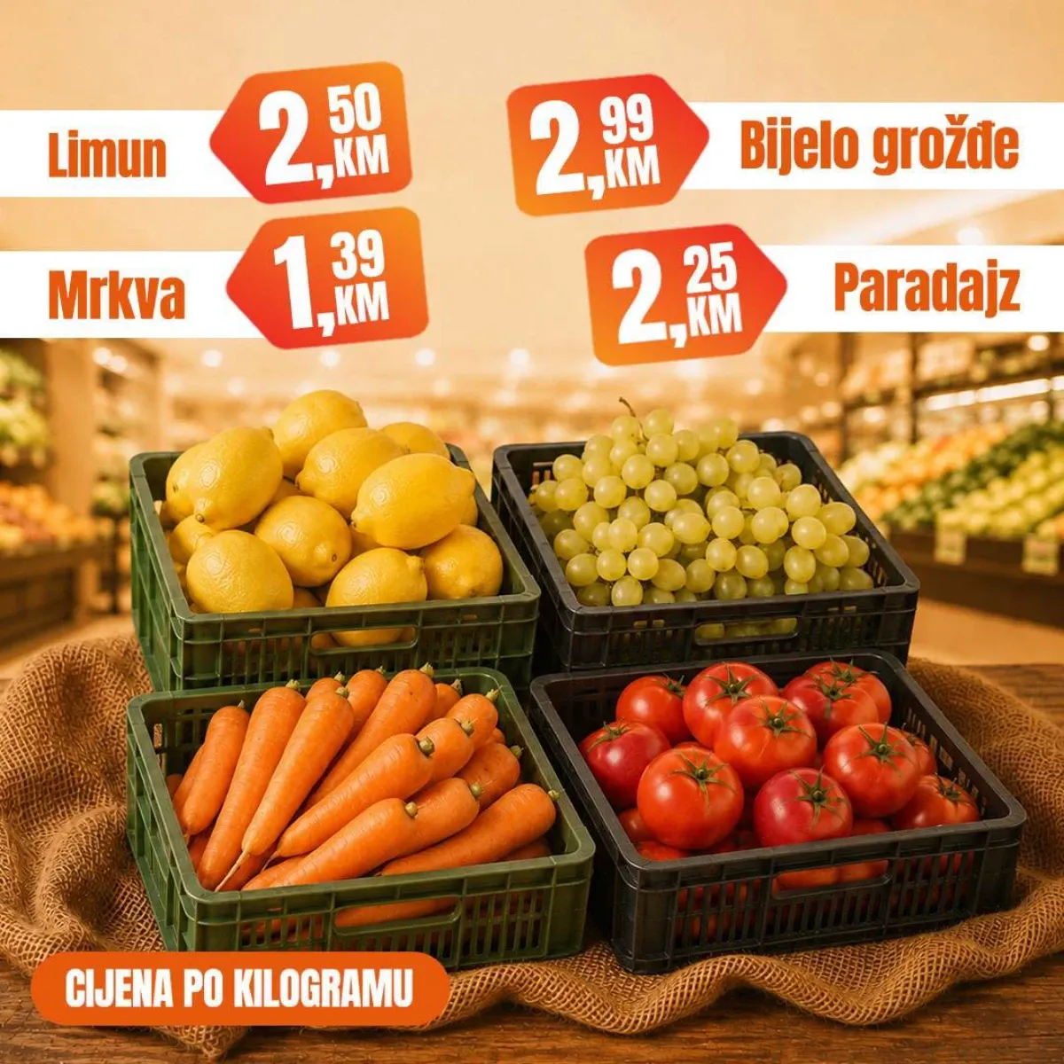 Fortuna Market vikend akcija – limun, bijelo grožđe, mrkva i paradajz po akcijskim cijenama