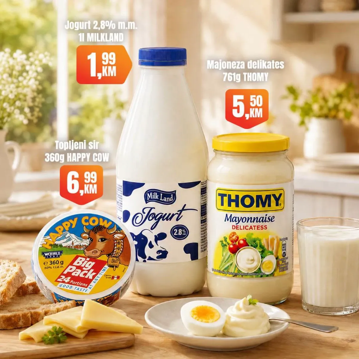 Fortuna Market vikend akcija – Milkland jogurt, Happy Cow topljeni sir i Thomy majoneza
