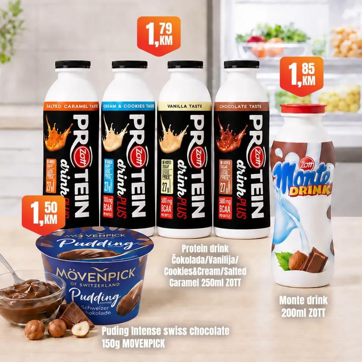Fortuna Market vikend akcija – Zott proteinski napici, Monte drink i Movenpick puding