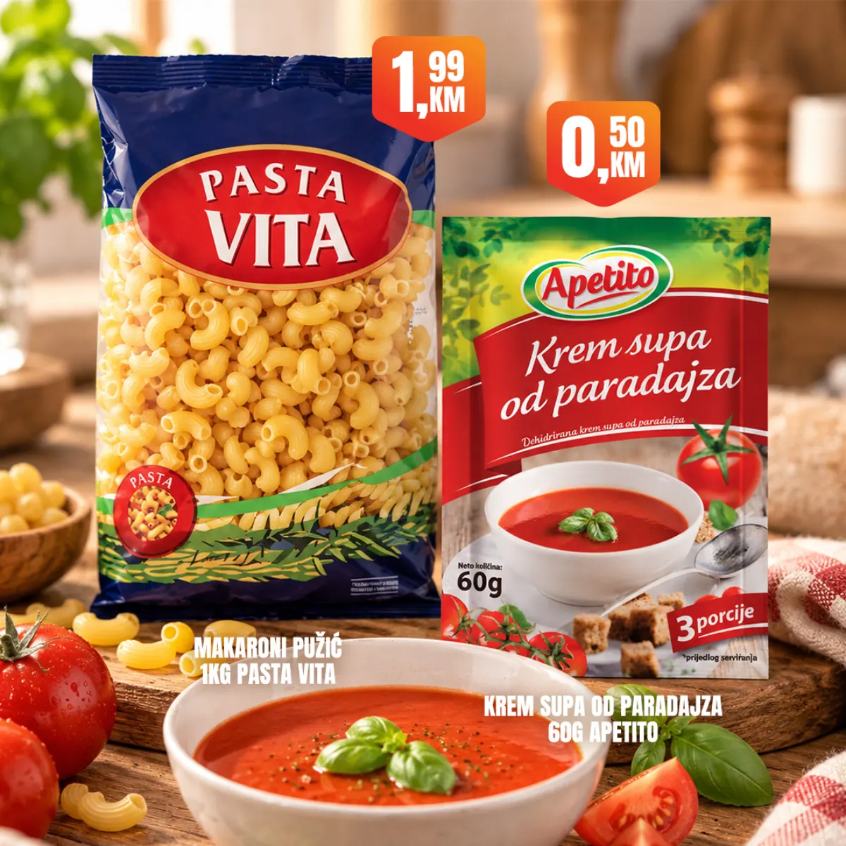 Fortuna vikend akcija – Pasta Vita makaroni i Apetito krem supa od paradajza