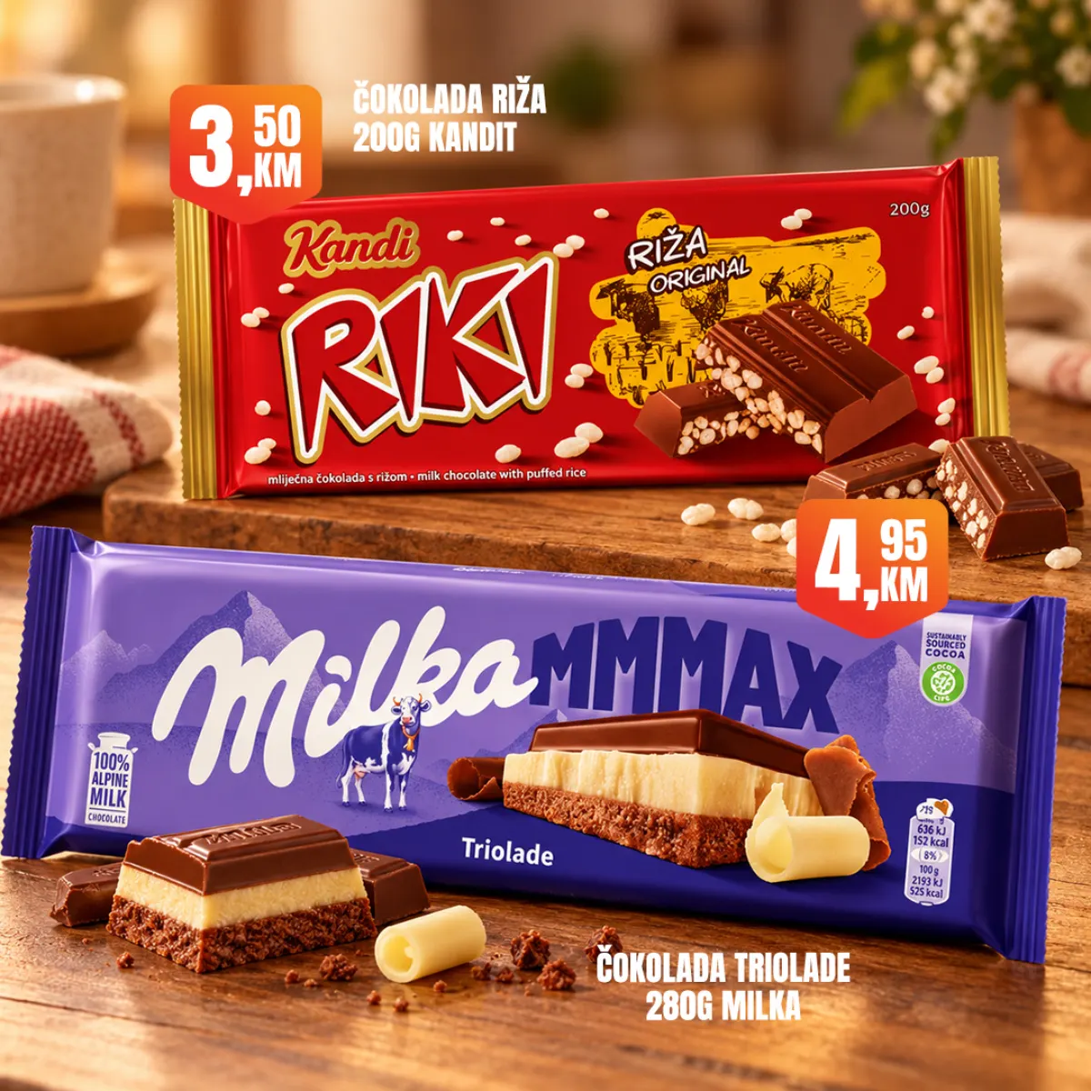 Fortuna vikend akcija – Kandit Riki čokolada s rižom i Milka Triolade